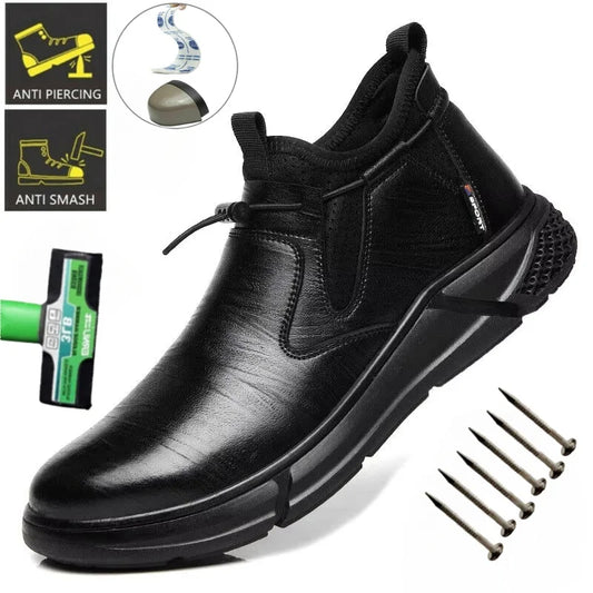 Fashion Safety Shoes for Men – Steel Toe Work Boots, Indestructible Puncture-Proof Protective Footwear