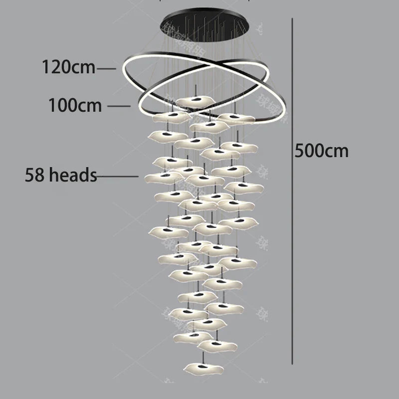 Nordic Stair Chandelier Pendant Light – Modern Ceiling Lighting for Living Room, Bedroom & Dining Room Home Interior Decoration Fixture