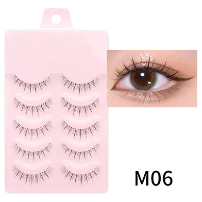 Manga Style Soft Natural False Eyelashes Wispy Thick Daily Wear Makeup Lashes
