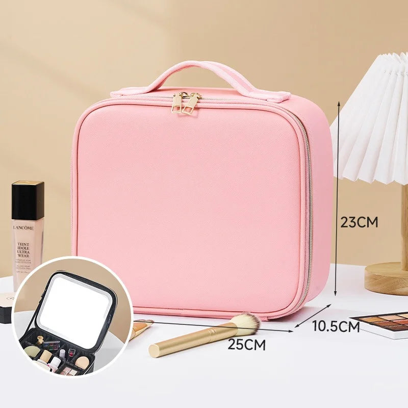 LED Cosmetic Case with Lights & Mirror – Large Capacity Luxury Makeup Bag with Premium Feel
