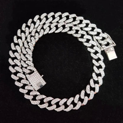 Hip-Hop Iced Out Bling Chain Necklace – 13mm Miami Cuban Chain for Men & Women, High-Quality Fashion Jewelry