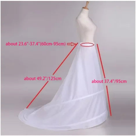 6-Hoop Crinoline Petticoat - White Long Wedding Dress Underskirt for Ball Gowns