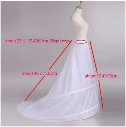 6-Hoop Crinoline Petticoat - White Long Wedding Dress Underskirt for Ball Gowns