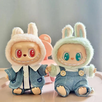 17cm Labubu Doll Clothes — Mini Outfit Accessories for K-Pop EXO I & II Dolls | Sitting Party Overalls Gift
