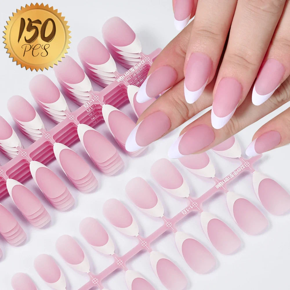 576PCS Colorful Press-On Fake Nails Set – Black & Red Oval/Square Short Full Cover Nail Tips for Salon-Style Nail Art