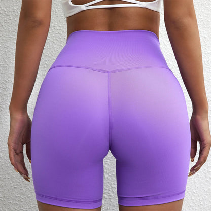 Women’s Solid Color Yoga Shorts – Compression Sport Leggings, Sweat-Wicking Training & Cycling Shorts with Pocket