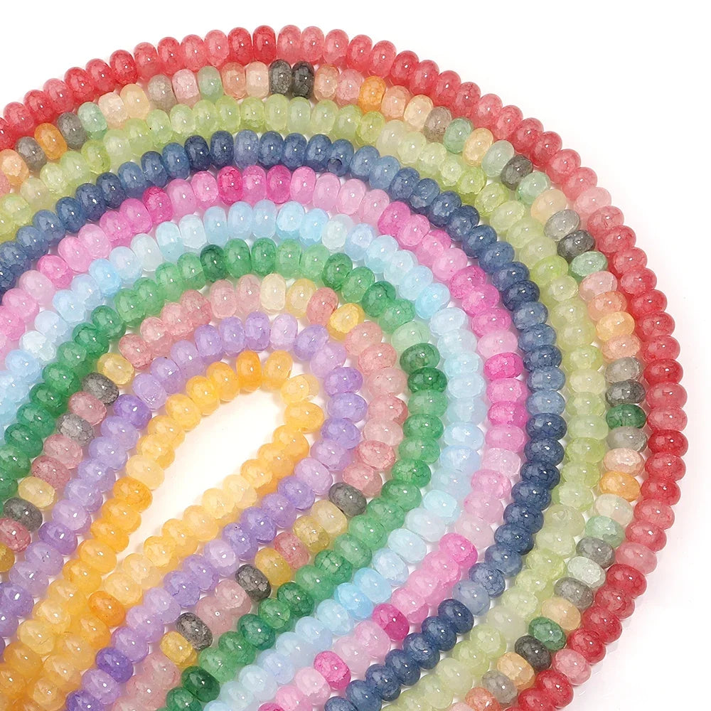 5x8mm Natural Abacus Rondelle Beads - Glass Wheel Loose Charms for DIY Bracelets & Jewelry Making Supplies