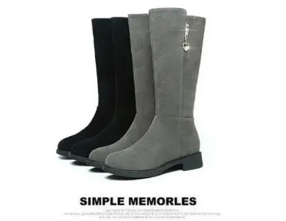 2025 Women’s Plush Snow Boots – Casual Flat Cotton Thigh-High Winter Shoes with Side Zipper