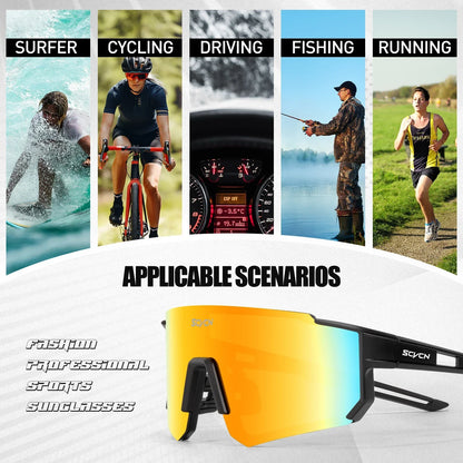 Scvcn UV400 Sports Sunglasses - Fashion Eyewear for Men and Women, Ideal for Biking, Running, Driving and Racing