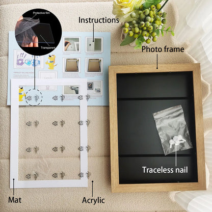 Wooden Flap Art Frames – Magnetic A4 Photo Frame for DIY Paintings, Children's Exhibition, and Home Decoration Storage Rack
