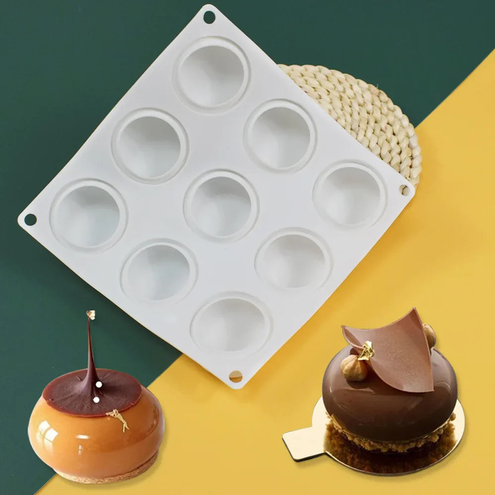 7-Option Flat Round Silicone Cake Molds — DIY Mousse, Chocolate, Dessert, Pudding & Jelly Baking Tools
