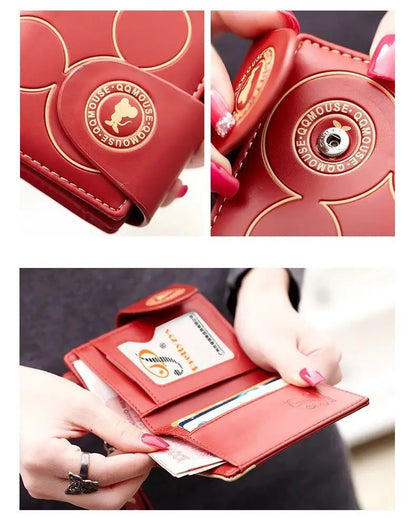 Explosion-Style Women’s Short Wallet — Korean PU Leather Cute Cartoon Zipper Purse, Multi-Card Folding Daily Pocket Wallet for Students