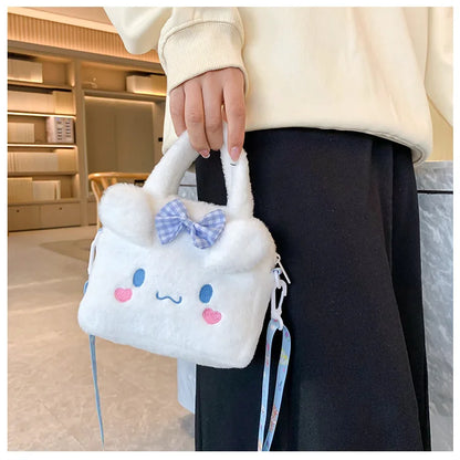Sanrio Kawaii Plush Handbag – Kuromi, Cinnamoroll, My Melody Cartoon Anime Cosmetic & Travel Storage Bag for Women & Girls – Perfect Gift