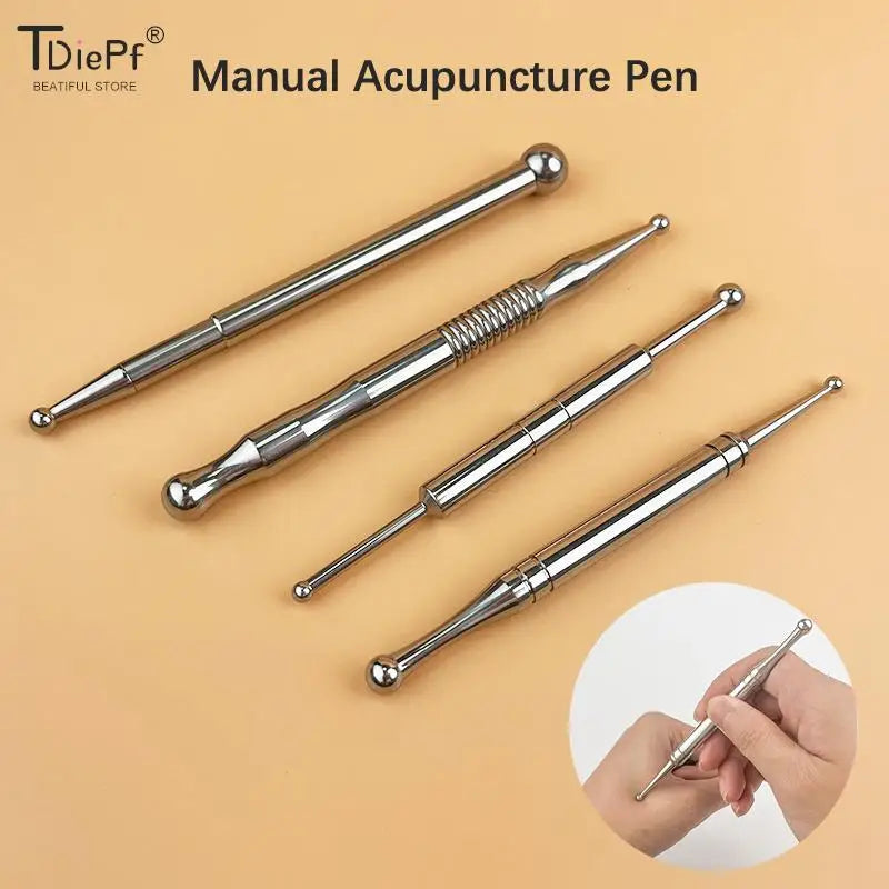 Manual Acupuncture Pen with Terahertz Energy Stone | Trigger Point Massager Stick for Face & Body Relaxation