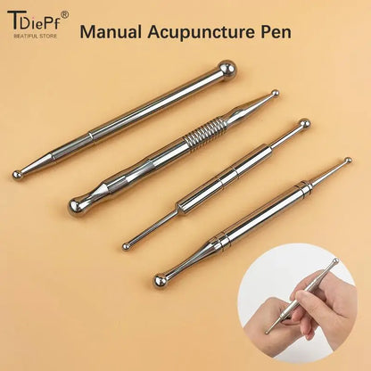 Manual Acupuncture Pen with Terahertz Energy Stone | Trigger Point Massager Stick for Face & Body Relaxation