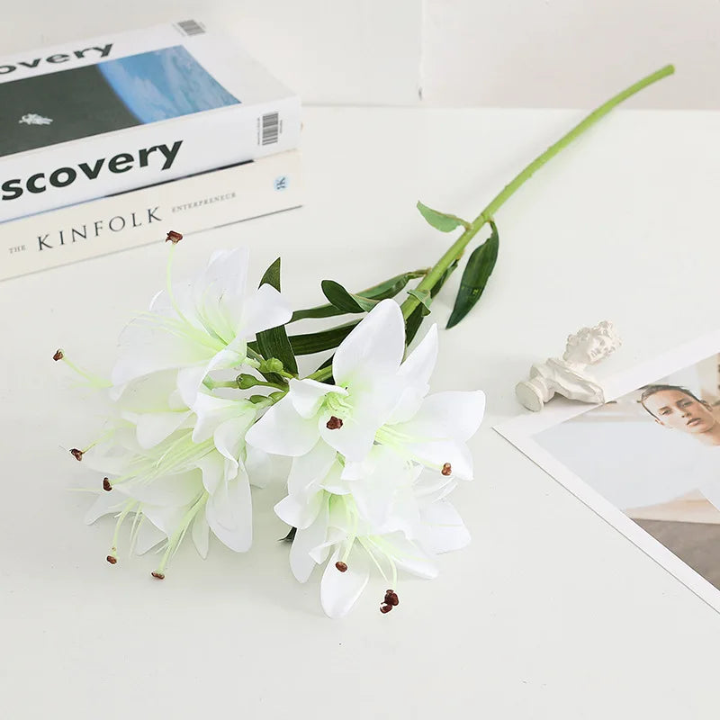 Artificial Silk Lily Bouquet – Creative Fake Flower Arrangement for Living Room, Sweetheart Decoration for Friends