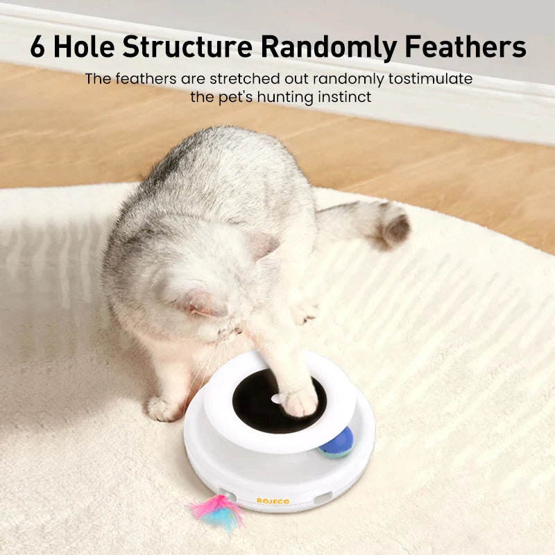 ROJECO 2 in 1 Smart Cat Toys - Automatic Feather and Fun Ball Toy Set for Cats and Dogs, 5 Modes Electronic Interactive Pet Accessories