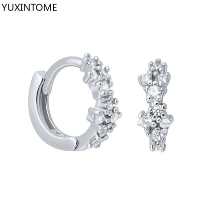 925 Sterling Silver White Zircon Hoop Earrings for Women – Fashion Geometric Crystal Silver Earrings Fine Jewelry Elegant Daily Wear Jewelry