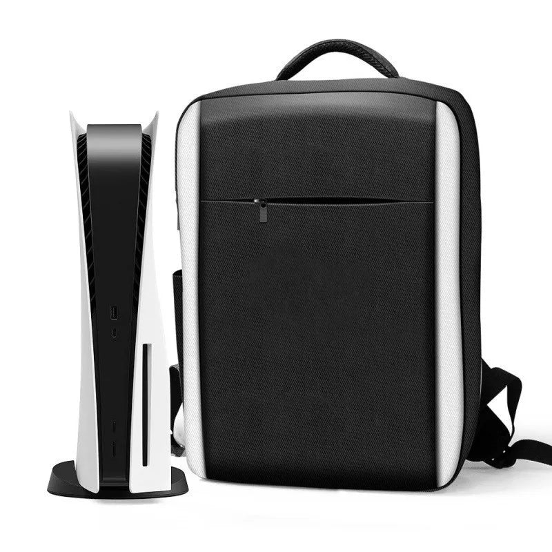 Console Backpack for PS5 - Large Capacity Travel Carrying Case for PSS Slim, Controllers, Headset, and Game Discs