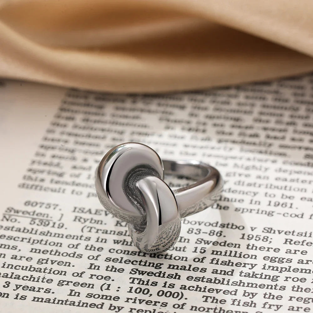 Vintage Stainless Steel Chunky Ring – Punk Irregular Adjustable Open Ring for Women, Wedding Jewelry Gift