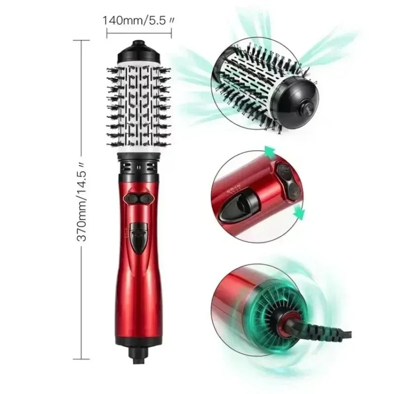 3-in-1 Rotating Hair Dryer & Straightener Brush – Hot Air Comb with Negative Ion Hair Styler