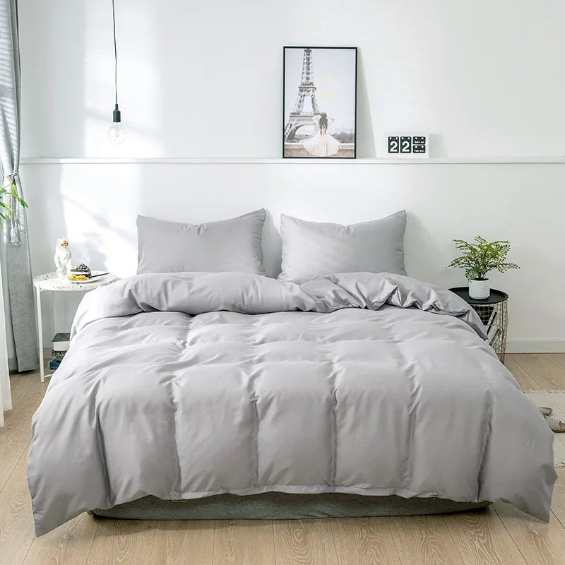 Nordic Solid Color Sanding Duvet Cover Set – 220x240cm Queen King Bedding with Pillowcases (No Sheet)