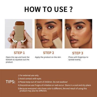 Balm Serum Skin Tint – Silky Texture, Moisturizing Coverage & Plumping Stick Foundation for Even Skin Tone, Travel-Friendly