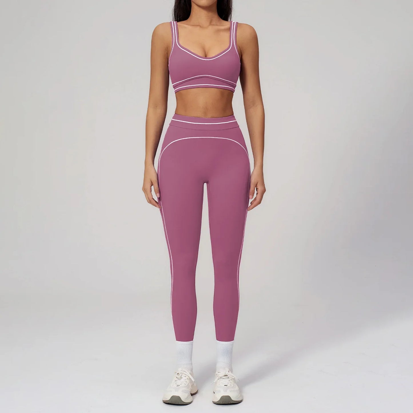 Women’s 2-Piece Fitness Yoga Set, Gym Running Tracksuit, Push-Up Sportswear Leggings, Athletic Workout Outfit