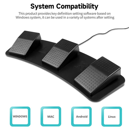 FS23-PM USB Triple Foot Switch — Multifunctional Mechanical Pedal for Music, Gaming & Image Control
