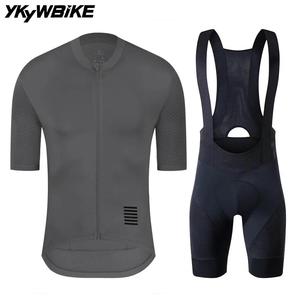 YKYWBIKE Cycling Jersey & Bib Shorts Set — Classic MTB Bike Clothing with Reflective Details