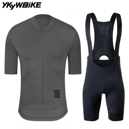 YKYWBIKE Cycling Jersey & Bib Shorts Set — Classic MTB Bike Clothing with Reflective Details