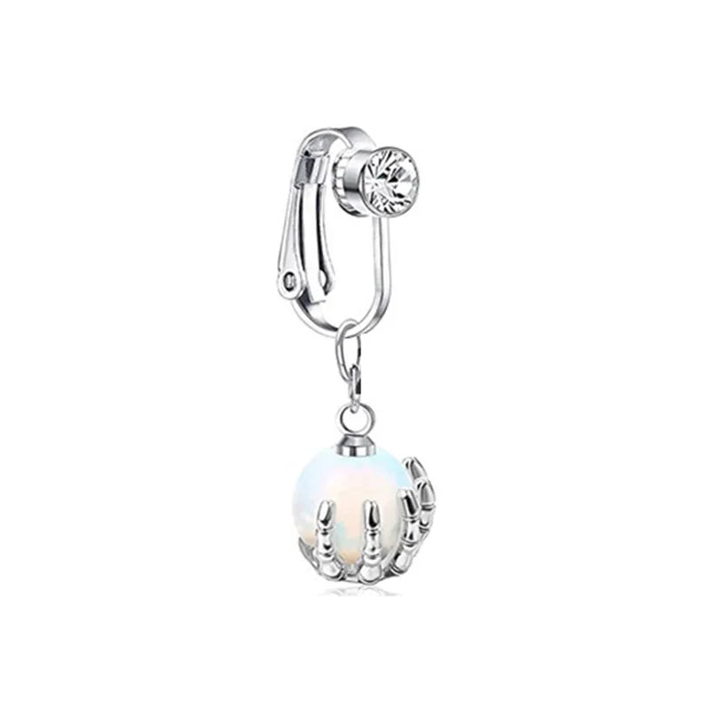 Faux Butterfly Leaves Belly Piercing – Dangling Clip-On Fake Navel & Cartilage Earring for Umbilical Piercing