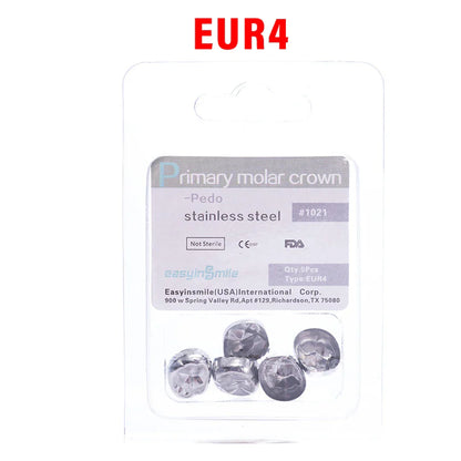 5PCS EASYINSMILE Kids Stainless Steel Dental Crowns – Primary Molar Teeth Refill D2-D7