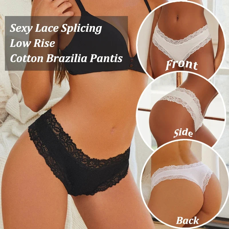 7PCS Women’s Lace Panties Set - Seamless Brazilian Low Rise G-String Cotton Lingerie Soft Underwear S-XL