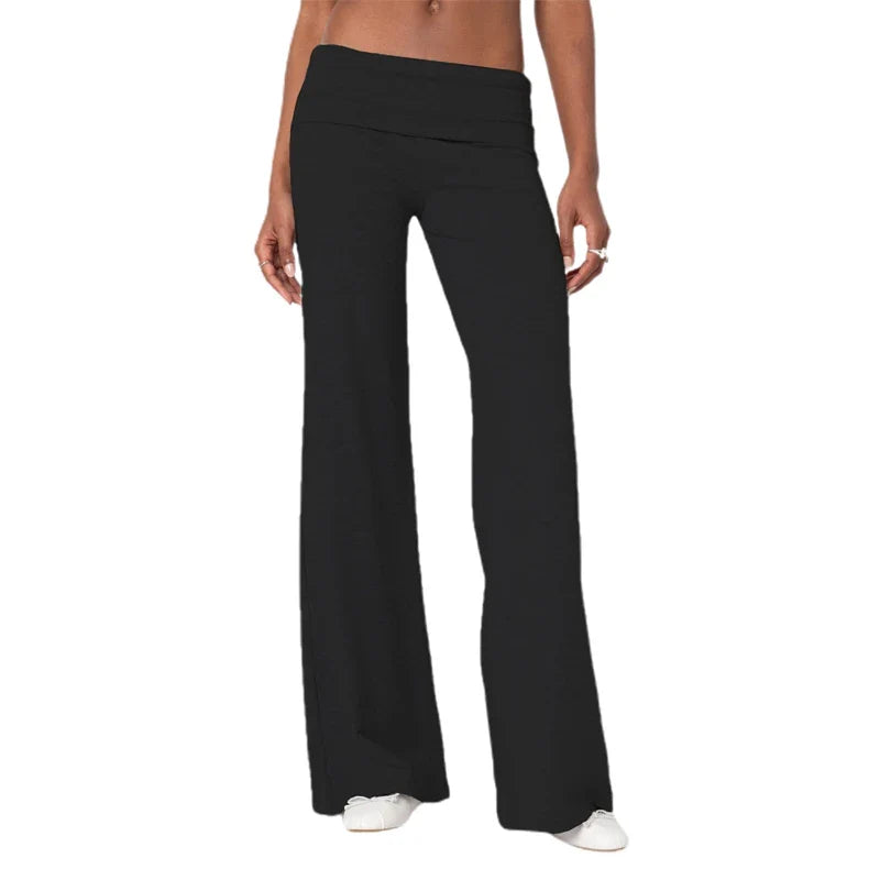 Women’s Casual Wide Leg Sweatpants – Low Rise Flared Yoga Lounge Pants for Teen Girls Back-to-School Outfit
