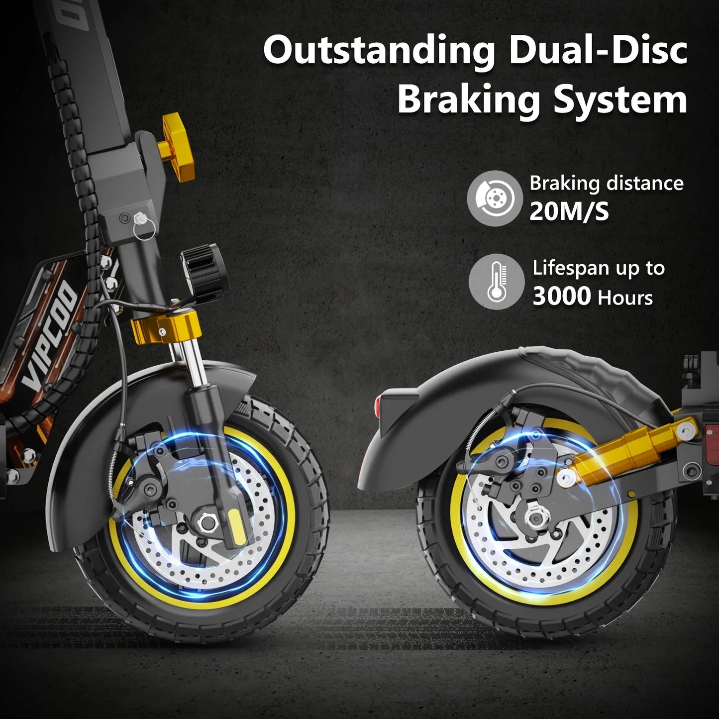 VIPCOO VS1 Electric Scooter – 700W Motor, 48V 13AH Battery, Portable Folding with 10” Off-Road Air Tires
