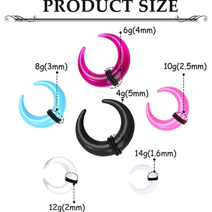 8PCS Acrylic Ear Piercing Kit — Spiral Tapers, Tunnels & Septum Horns for Men & Women Body Jewelry