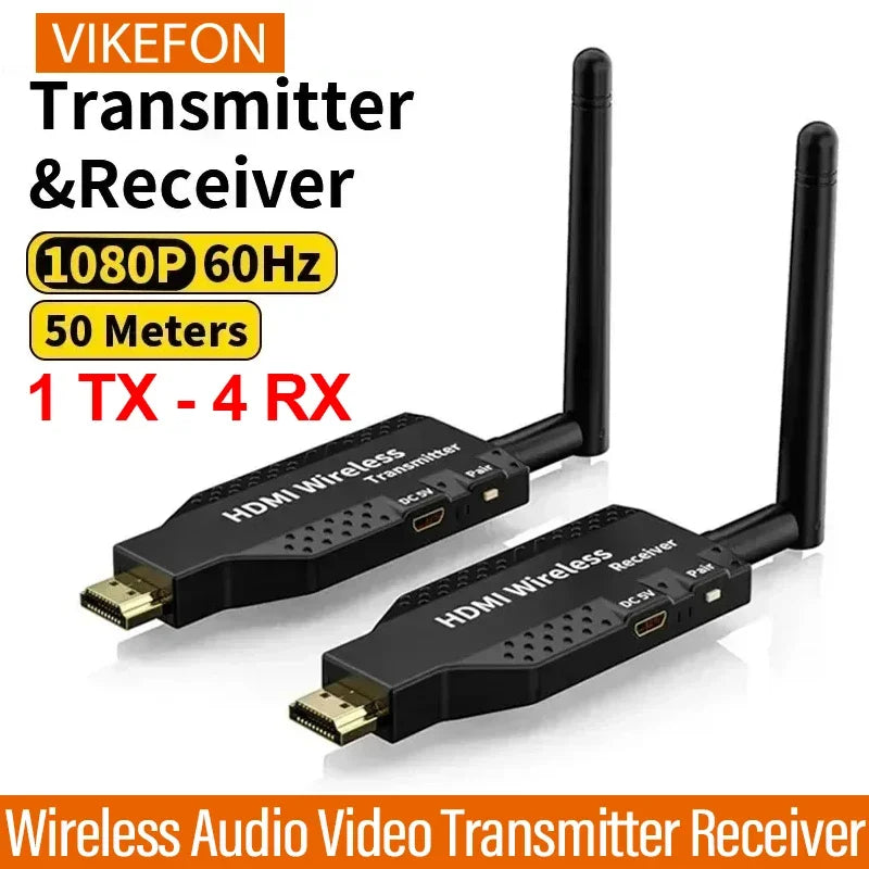 1080P 50M 5G Wireless HDMI Transmitter & Receiver – Audio Video Extender for PC, Camera to TV/Projector