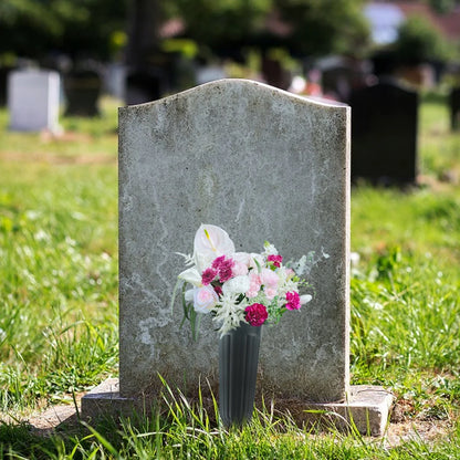 Outdoor Memorial Garden Vase – Flower Pots with Long Spikes, PP Plastic Grave Markers for Cemetery & Festival Decorations