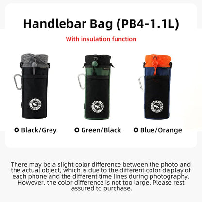 C-HOLD Bike Handlebar Stem Bag — Insulated Water Bottle & Snack Storage Pouch for Touring, Commuting, Bikepacking