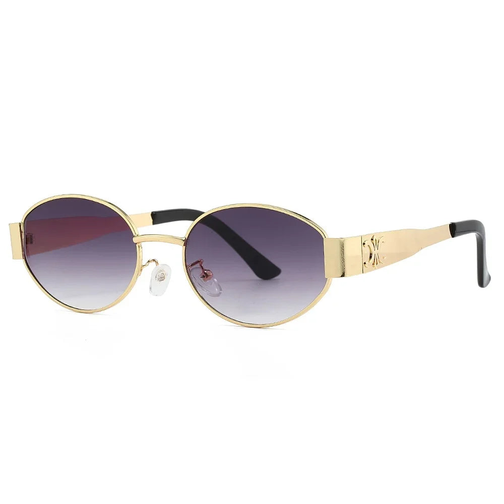 Luxury Metal Brand Sunglasses for Men & Women – Unisex Designer Oval Fashion Eyewear UV400 Shades
