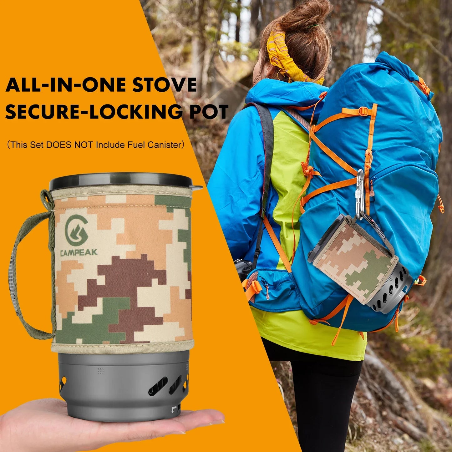 1.4L Backpacking Stove – Portable Propane Camp Burner with Red Tripod for Camping Cooking Gear