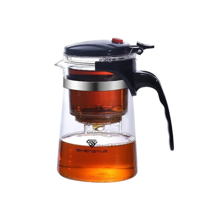 Heat-Resistant Glass Teapot with One-Click Filter – Tea & Coffee Pot, Tea Water Separation, Home Teaware Set