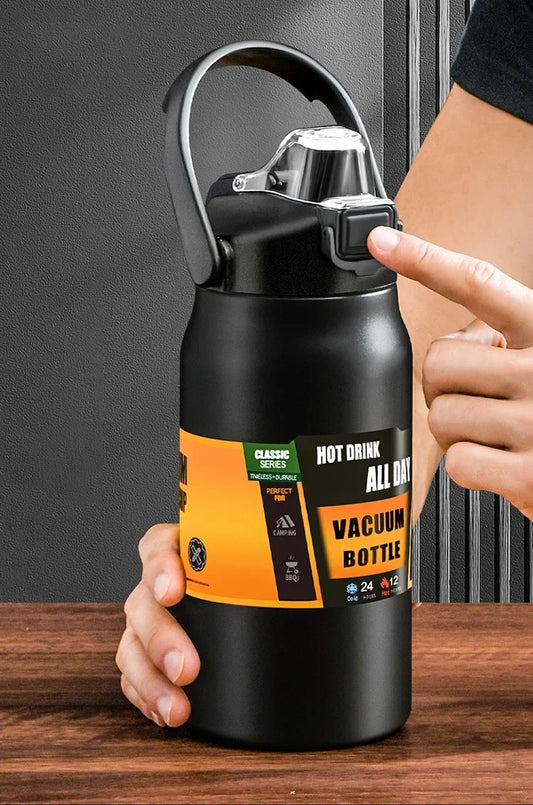 Outdoor Stainless Steel Thermos Bottle – 304 Vacuum Insulated Travel Mug with Straw, Hot & Cold Sports Water Tumbler Portable Flask