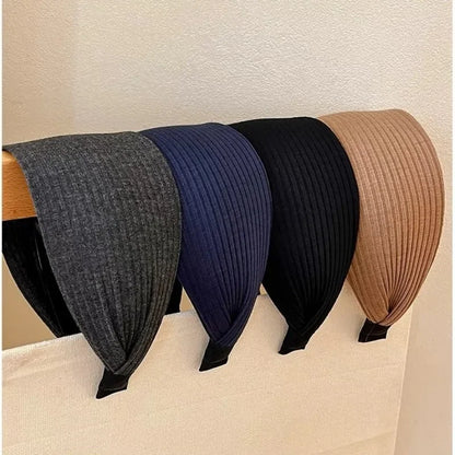 New Soft Wide Knitting Cotton Hairbands for Women & Girls – Korean Solid Turban with Teeth, Head Band Headwear Accessories