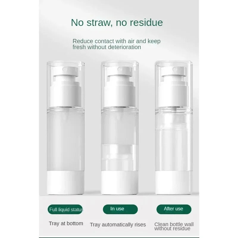 Clear Airless Cosmetic Pump Bottle Set: Travel Size Dispenser for Cream, Gel, Lotion - Makeup Container in 15ml, 30ml, 50ml