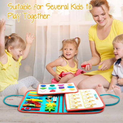 Montessori Toddler Busy Board – Educational Activity for Dress Motor Skills, Baby Learning Toy for Travel