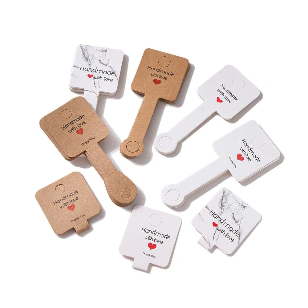 50PCS Self-Adhesive Display Card — 4x10cm Price Tags for Bracelets, Keychains & Jewelry Packaging, Small Business Labels