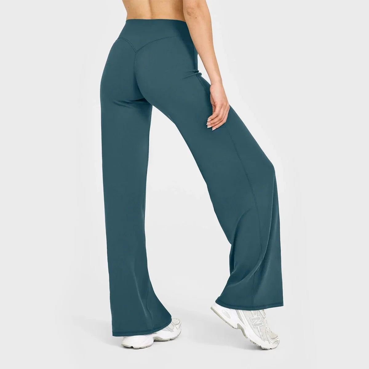 Women's Straight Leg Yoga Pants - Mid-Waist Naked-Feel Pilates & Running Trousers