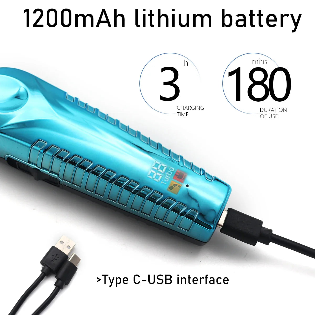 Men's Hair Trimmer – Zero Gapped DLC T-Blade, LED Display, Low Noise, Cordless Professional Hair Clipper for Finishing